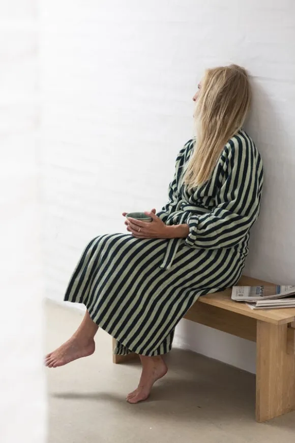 Naram Bathrobe - seafoam & deep teal