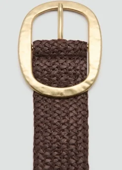 Natural fibre belt with oval buckle