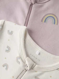 NBFNIGHTSUIT 2P ZIP FF JET RAINBOW