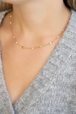 Necklace hearts & pearls