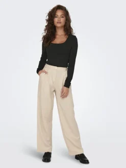 ONLEA L/S 2-WAY DEEP NECK TOP JRS