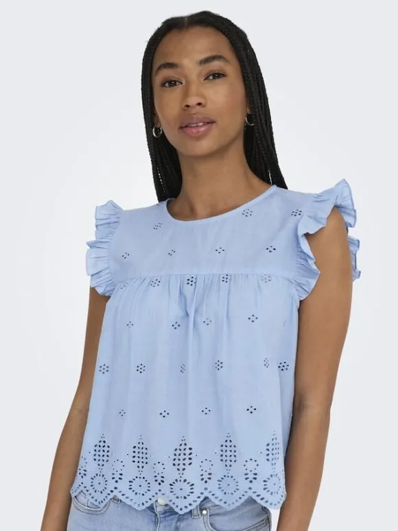ONLSILLA LIFE S/L FRILL TOP WVN NOO