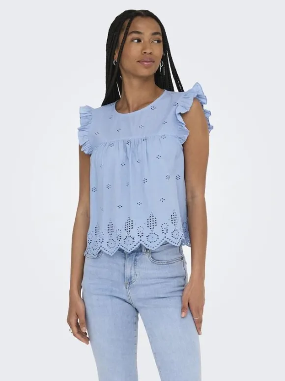 ONLSILLA LIFE S/L FRILL TOP WVN NOO