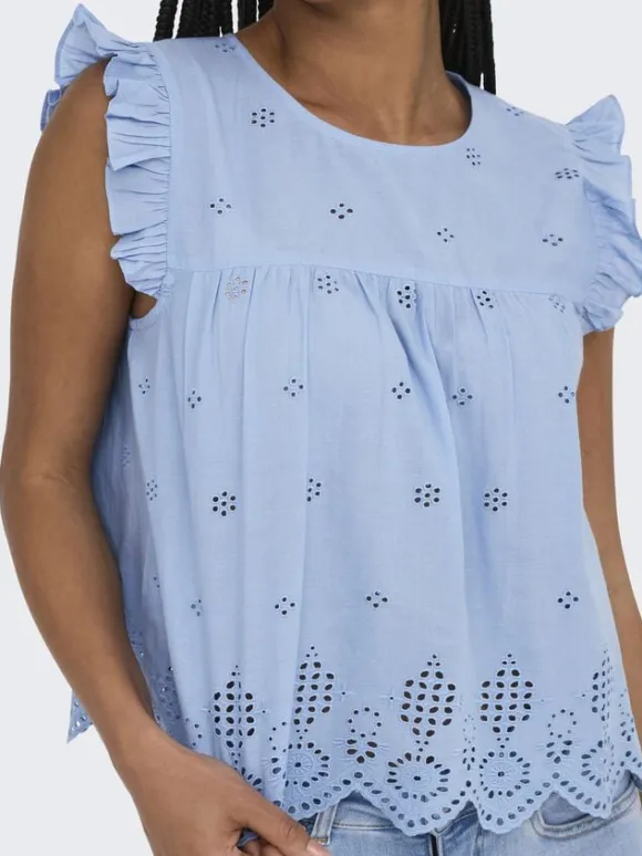 ONLSILLA LIFE S/L FRILL TOP WVN NOO