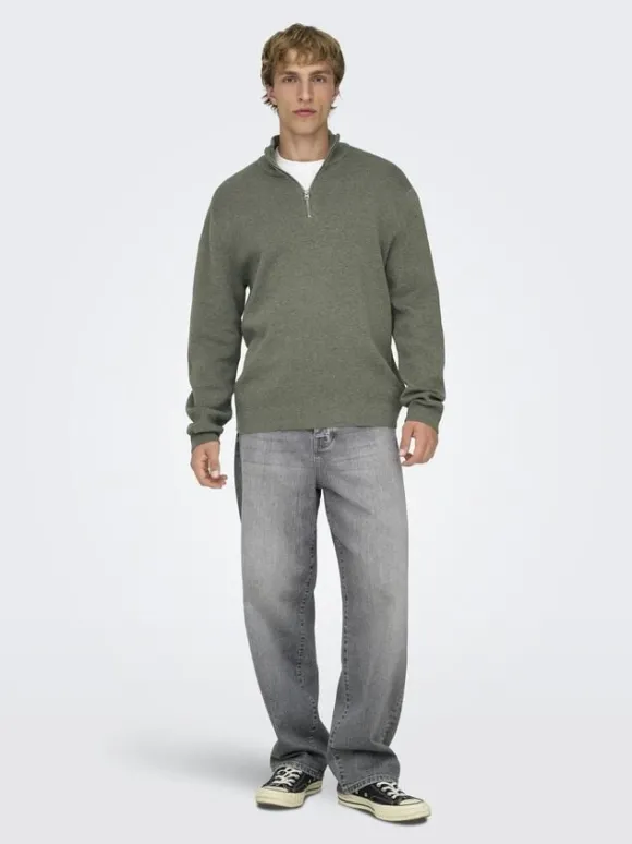 ONSTING LIFE REG HALF ZIP KNIT NOOS