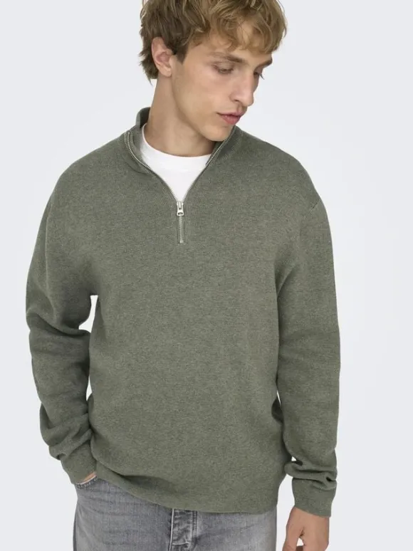 ONSTING LIFE REG HALF ZIP KNIT NOOS