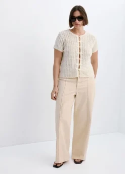 Open-knit toggle cardigan