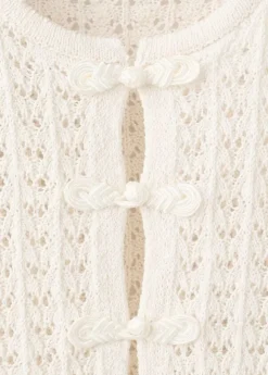 Open-knit toggle cardigan