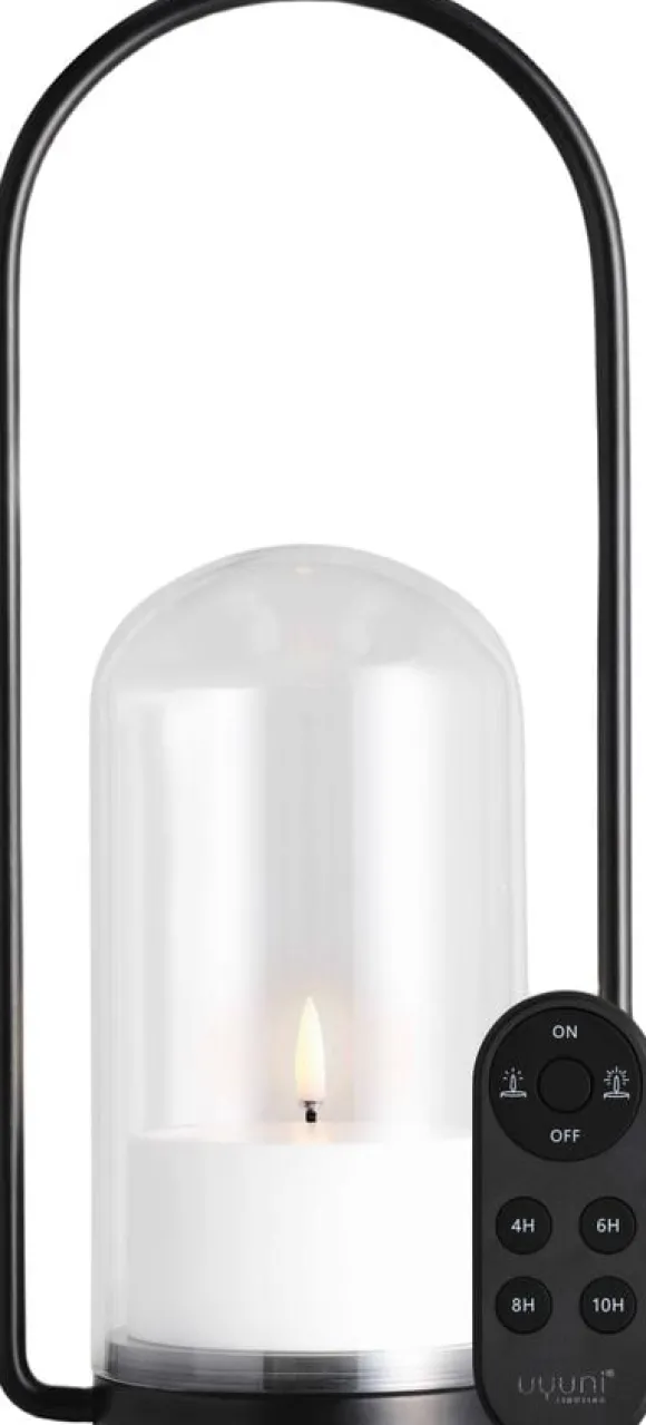 Outdoor Lantern set with glass dome, handle, candle 84005, remote