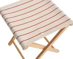 Outdoor Market Folding Stool - Beige with red stripe -