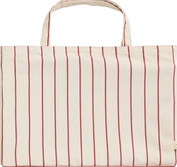 Outdoor Market Folding Stool - Beige with red stripe -
