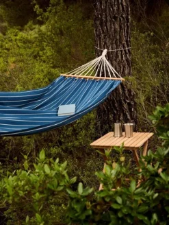 Outdoor Market Hammock - Blue with beige stripe -