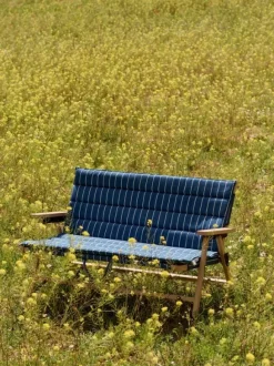 Outdoor Market Sofa Cushion - Blue with beige stripe -