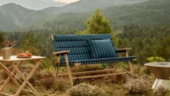 Outdoor Market Sofa Cushion - Blue with beige stripe -