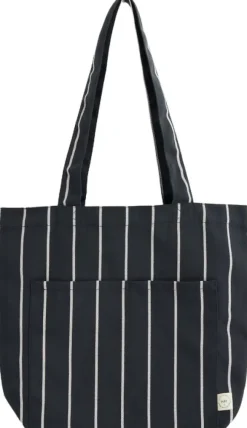 Outdoor Market Tote Bag - Medium - Black with beige stripe
