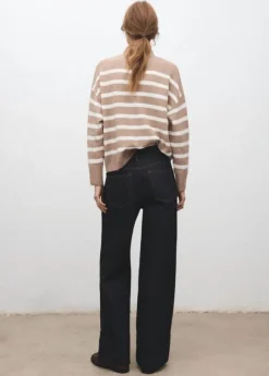Oversized striped turtleneck sweate