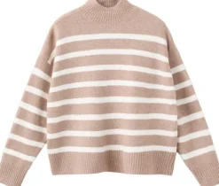 Oversized striped turtleneck sweate