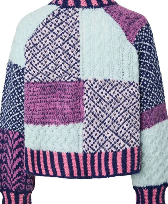 PCFUSION LS O-NECK COLORBLOCK KNIT