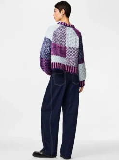 PCFUSION LS O-NECK COLORBLOCK KNIT