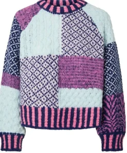 PCFUSION LS O-NECK COLORBLOCK KNIT