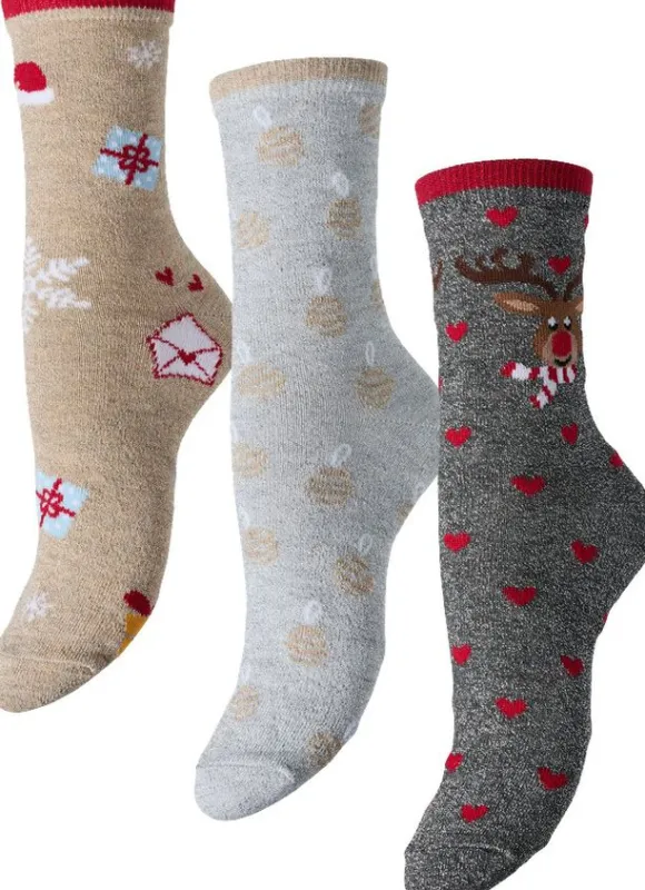 PCJINGLE XMAS GLITTER SOCKS 3-PACK