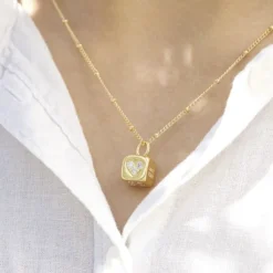 People Cube Necklace VERMEIL (925 Sterling silver gold plated 2. 5 mic