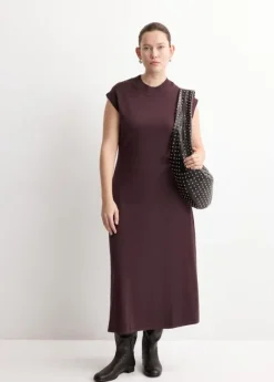 Perkins-neck knitted dress