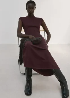 Perkins-neck knitted dress