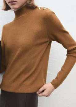 Perkins-neck sweater with button