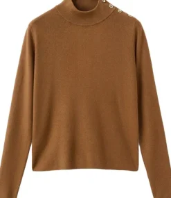 Perkins-neck sweater with button