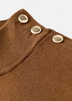 Perkins-neck sweater with button