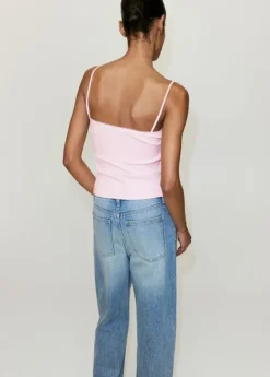 Pink embroidered cotton top