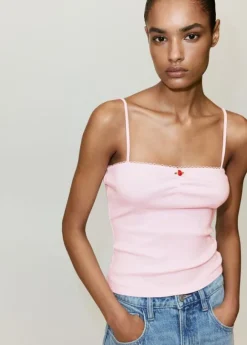 Pink embroidered cotton top
