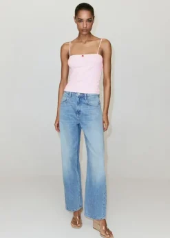 Pink embroidered cotton top