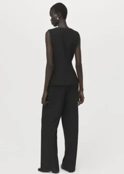 Pinstripe suit-style jumpsuit
