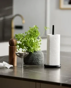 PIPER paper towel holder, wood - black