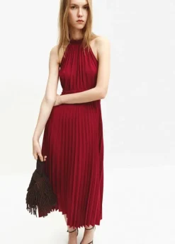 Pleated halter neck dress