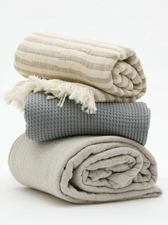 Randig pläd beige