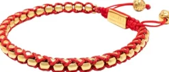 Red String Box Chain Bracelet in Gold
