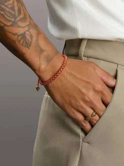 Red String Box Chain Bracelet in Gold