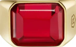 Red Zircon Signet Ring in Gold