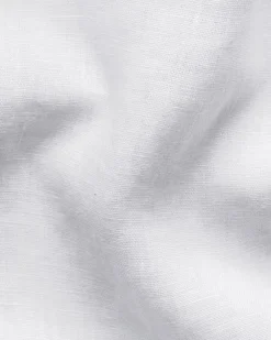 Regular Fit White Solid Short Sleeve Linen Shirt