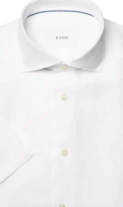 Regular Fit White Solid Short Sleeve Linen Shirt
