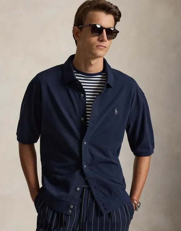 Relaxed Fit Cotton Mesh Shirt