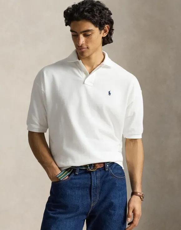 Relaxed Fit Mesh Polo Shirt