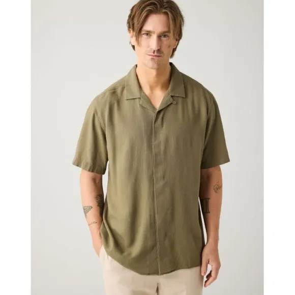 Relaxed Linen-mix short sleeve shirt