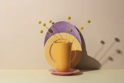 Rhombe Color Vase H20 gul porcelæn