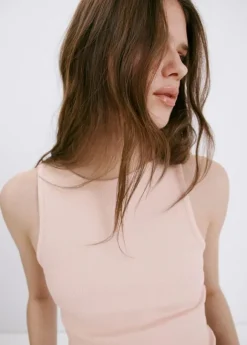 Ribbed cotton-blend top