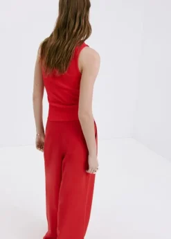Ribbed cotton-blend top