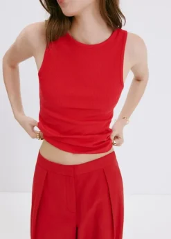 Ribbed cotton-blend top